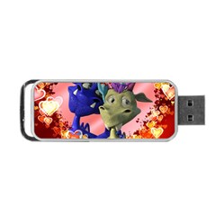 Ove Hearts Cute Valentine Dragon Portable Usb Flash (one Side) by Sapixe