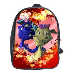 Ove Hearts Cute Valentine Dragon School Bag (xl) by Sapixe