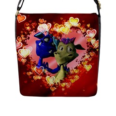 Ove Hearts Cute Valentine Dragon Flap Messenger Bag (l)  by Sapixe