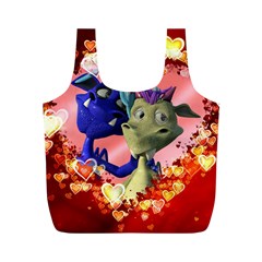 Ove Hearts Cute Valentine Dragon Full Print Recycle Bags (m)  by Sapixe