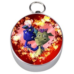 Ove Hearts Cute Valentine Dragon Silver Compasses by Sapixe