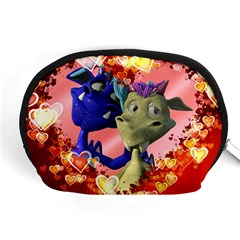 Ove Hearts Cute Valentine Dragon Accessory Pouches (medium)  by Sapixe