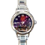 New Year New Year’s Eve In Salzburg Austria Holiday Celebration Fireworks Round Italian Charm Watch Front