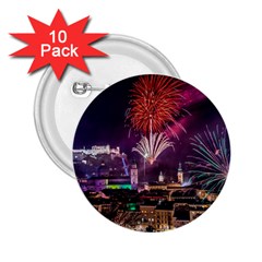 New Year New Year’s Eve In Salzburg Austria Holiday Celebration Fireworks 2 25  Buttons (10 Pack)  by Sapixe