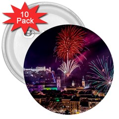 New Year New Year’s Eve In Salzburg Austria Holiday Celebration Fireworks 3  Buttons (10 Pack)  by Sapixe