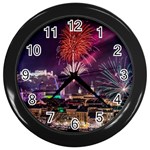 New Year New Year’s Eve In Salzburg Austria Holiday Celebration Fireworks Wall Clocks (Black) Front