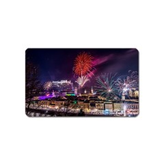 New Year New Year’s Eve In Salzburg Austria Holiday Celebration Fireworks Magnet (name Card) by Sapixe