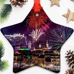 New Year New Year’s Eve In Salzburg Austria Holiday Celebration Fireworks Star Ornament (two Sides) by Sapixe