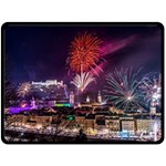 New Year New Year’s Eve In Salzburg Austria Holiday Celebration Fireworks Fleece Blanket (Large)  80 x60  Blanket Front