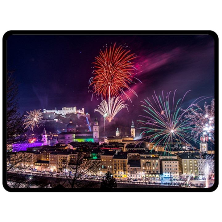 New Year New Year’s Eve In Salzburg Austria Holiday Celebration Fireworks Fleece Blanket (Large) 