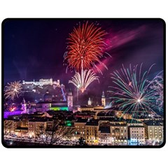 New Year New Year’s Eve In Salzburg Austria Holiday Celebration Fireworks Fleece Blanket (medium)  by Sapixe