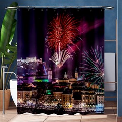 New Year New Year’s Eve In Salzburg Austria Holiday Celebration Fireworks Shower Curtain 60  X 72  (medium)  by Sapixe