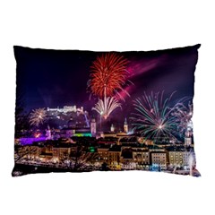 New Year New Year’s Eve In Salzburg Austria Holiday Celebration Fireworks Pillow Case (two Sides) by Sapixe