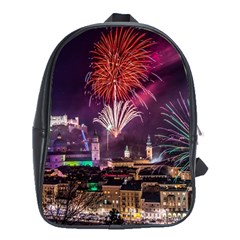 New Year New Year’s Eve In Salzburg Austria Holiday Celebration Fireworks School Bag (xl) by Sapixe