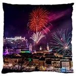 New Year New Year’s Eve In Salzburg Austria Holiday Celebration Fireworks Large Flano Cushion Case (Two Sides) Front