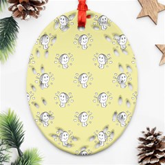 Cute Kids Drawing Motif Pattern Oval Filigree Ornament (two Sides) by dflcprints