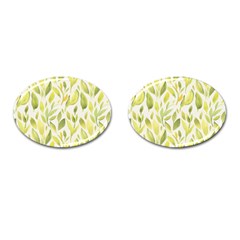 Green Leaves Nature Patter Cufflinks (oval)