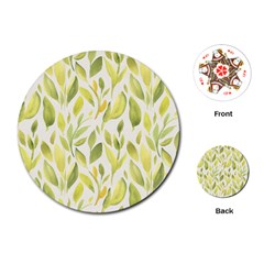 Green Leaves Nature Patter Playing Cards (round) 