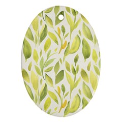 Green Leaves Nature Patter Oval Ornament (two Sides) by paulaoliveiradesign