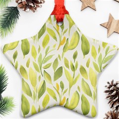 Green Leaves Nature Patter Star Ornament (two Sides)