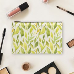 Green Leaves Nature Patter Cosmetic Bag (medium)  by paulaoliveiradesign