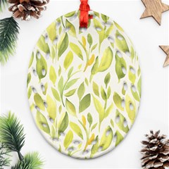 Green Leaves Nature Patter Oval Filigree Ornament (two Sides)