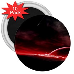 Outer Space Red Stars Star 3  Magnets (10 Pack)  by Sapixe