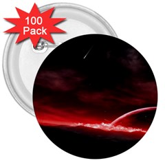 Outer Space Red Stars Star 3  Buttons (100 Pack)  by Sapixe