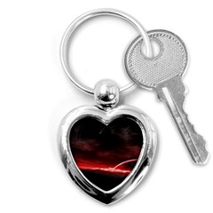 Outer Space Red Stars Star Key Chains (heart)  by Sapixe