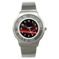 Outer Space Red Stars Star Stainless Steel Watch by Sapixe