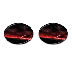 Outer Space Red Stars Star Cufflinks (oval) by Sapixe