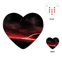 Outer Space Red Stars Star Playing Cards (heart)  by Sapixe