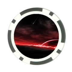 Outer Space Red Stars Star Poker Chip Card Guard by Sapixe