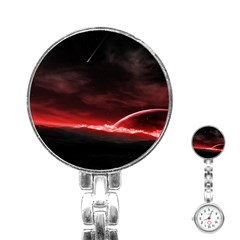 Outer Space Red Stars Star Stainless Steel Nurses Watch by Sapixe