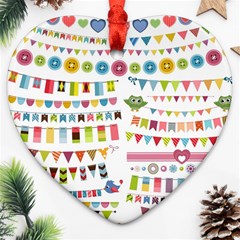 Owl Pattern Heart Ornament (two Sides) by Sapixe