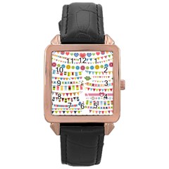 Owl Pattern Rose Gold Leather Watch  by Sapixe