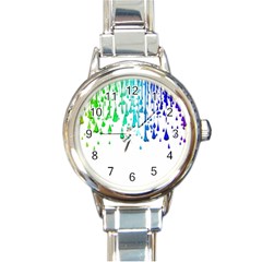 Paint Drops Artistic Round Italian Charm Watch by Sapixe