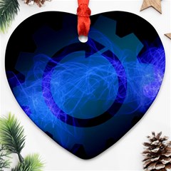 Particles Gear Circuit District Heart Ornament (two Sides) by Sapixe