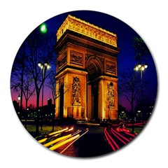 Paris Cityscapes Lights Multicolor France Round Mousepads by Sapixe