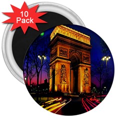 Paris Cityscapes Lights Multicolor France 3  Magnets (10 Pack)  by Sapixe