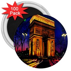 Paris Cityscapes Lights Multicolor France 3  Magnets (100 Pack) by Sapixe