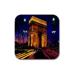 Paris Cityscapes Lights Multicolor France Rubber Coaster (square)  by Sapixe