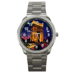 Paris Cityscapes Lights Multicolor France Sport Metal Watch by Sapixe