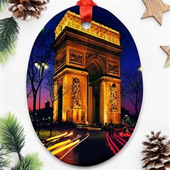 Paris Cityscapes Lights Multicolor France Oval Ornament (two Sides) by Sapixe