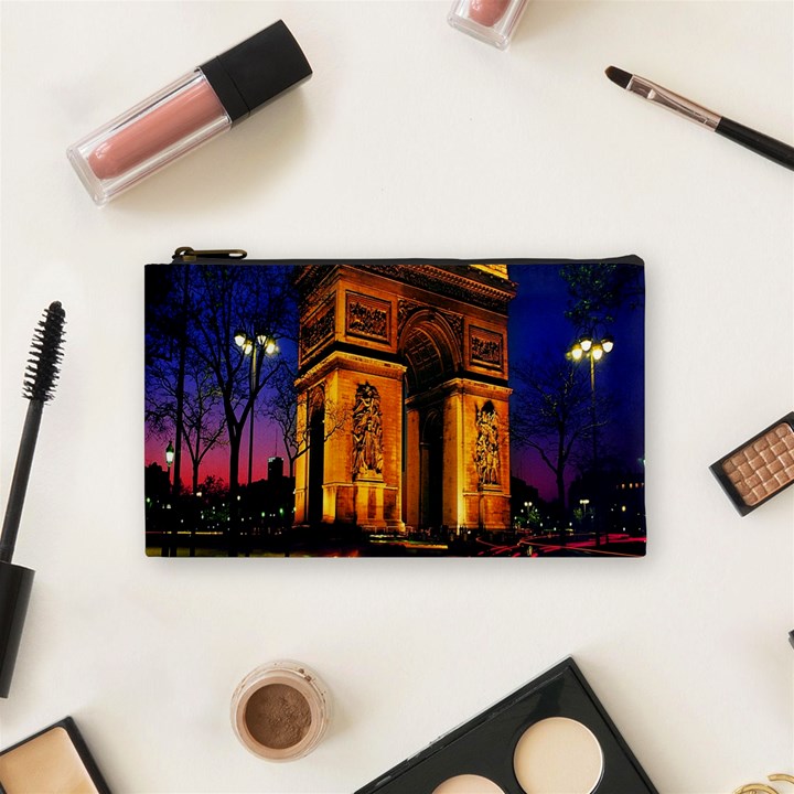 Paris Cityscapes Lights Multicolor France Cosmetic Bag (Small) 