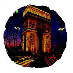 Paris Cityscapes Lights Multicolor France Large 18  Premium Round Cushions by Sapixe