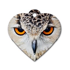 Owl Face Dog Tag Heart (two Sides) by Sapixe