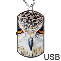 Owl Face Dog Tag Usb Flash (two Sides) by Sapixe