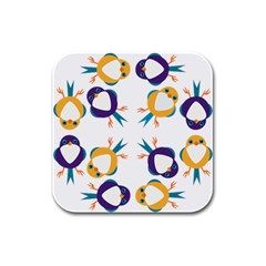 Pattern Circular Birds Rubber Square Coaster (4 pack) 