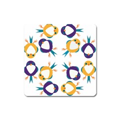 Pattern Circular Birds Square Magnet by Sapixe